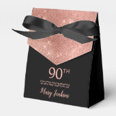 90th Birthday Rose Gold Thank You Favor Box Bedankdoosjes (Voorkant Zijde)
