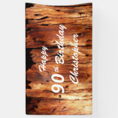 90th Birthday Sign Faux Weathered Wood Banner (Verticaal)