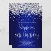 90th Birthday Silver Glitter Royal Blue Navy Ombre Kaart (Voorkant / Achterkant)