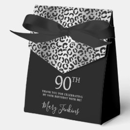 90th Birthday Silver Leopard Print Thank You  Bedankdoosjes