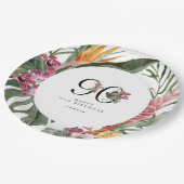 90th Birthday Simple Elegant Tropical Invitation Papieren Bordje (Gekanteld)