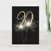 90th Birthday Sparkler op zwart Kaart (Voorkant)