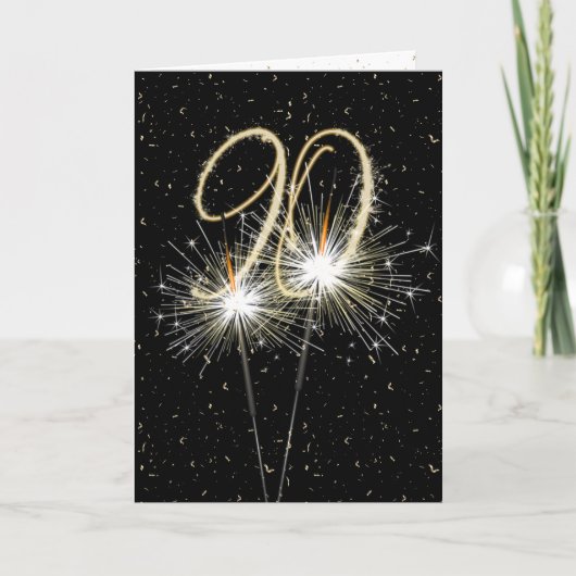 90th Birthday Sparkler op zwart Kaart (Voorkant)