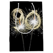 90th Birthday Sparklers on Black Medium Cadeauzakje (Voorkant)