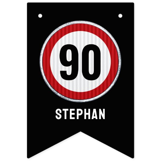 90th Birthday Speed Limit Sign CUSTOM AGE & NAME Vlaggetjes (Tweede vlag)