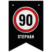 90th Birthday Speed Limit Sign CUSTOM AGE & NAME Vlaggetjes (Eerste vlag)