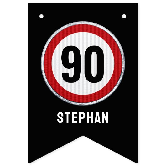 90th Birthday Speed Limit Sign CUSTOM AGE & NAME Vlaggetjes (Derde vlag)