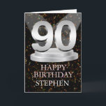 90th Birthday Spotlights Voeg een naam toe Kaart<br><div class="desc">Maak een 90ste verjaardagskaart extra speciaal door een naam toe te voegen. Het nummer 90 op een sokkel met schijnwerpers die oplichten om het op te lichten!</div>