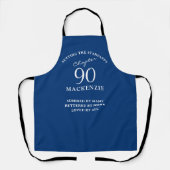 90th Birthday Voeg de naam Elegant Blue en White t Schort (Voorkant)
