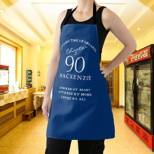 90th Birthday Voeg de naam Elegant Blue en White t Schort