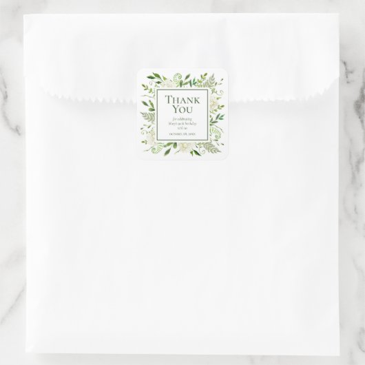 90th Birthday White Hydrangeas Dankuwel Vierkante Sticker (Tas)
