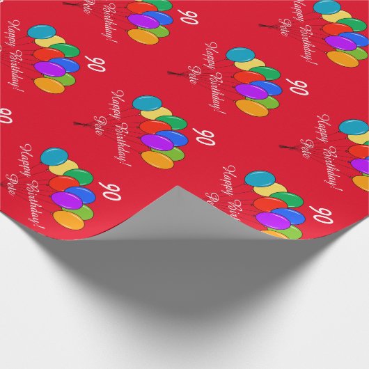 90th Birthday wrapping paper met aangepast bericht Cadeaupapier (Hoek)