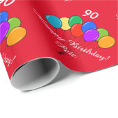 90th Birthday wrapping paper met aangepast bericht Cadeaupapier (Rol Hoek)