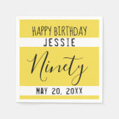 90th Birthday Yellow Personalized Paper Napkins Servet (Voorkant)