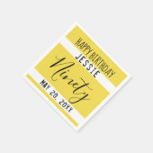90th Birthday Yellow Personalized Paper Napkins Servet (Hoek)