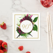 90th Blue Gold Floral Elegant Modern Birthday Servet (Insitu)