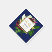 90th Blue Gold Floral Elegant Modern Birthday Servet (Hoek)