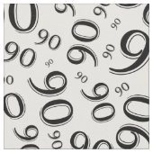 90th Cool Number Pattern Black en White 90 Stof (Close Up)