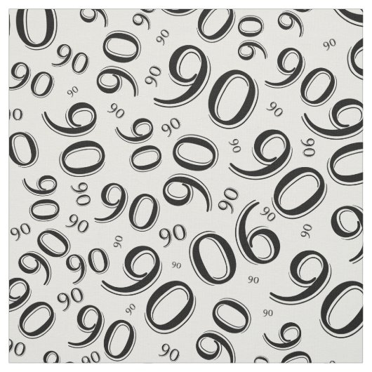 90th Cool Number Pattern Black en White 90 Stof (Swatch)
