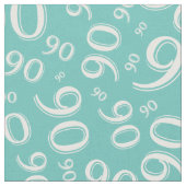 90th Cool Number Pattern Blauwgroen en White 90 Stof (Close Up)