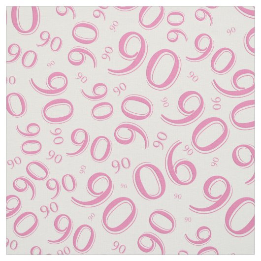 90th Cool Random Number Pattern Pink/White 90 Stof (Swatch)