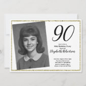 90th Custom Photo White and Gold  Kaart (Voorkant)