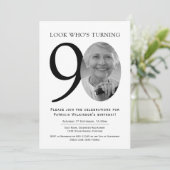 90th Elegant Black and White Photo Birthday Kaart (Staand voorkant)