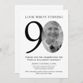 90th Elegant Black and White Photo Birthday Kaart (Voorkant / Achterkant)