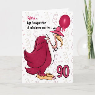 90th Funny Birthday Pink Buzzard met Name Kaart