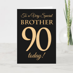 90th Gold-effect op Black, voor Brother Birthday Kaart