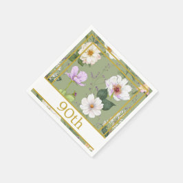 90TH Groen Goud Bloemen Elegant Modern Papier Serv Servet