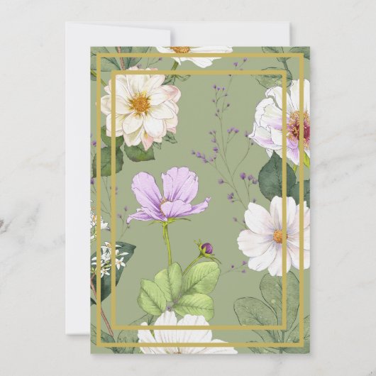 90TH Groen Goud Bloemen Elegante Moderne Verjaarda Kaart (Achterkant)