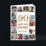 90th Happy Birthday Gold en White Photo Collage Kaart<br><div class="desc">90e Happy Birthday Gold en White Photo Collage Birthday Kaart. Voor verdere aanpassing,  te klikken gelieve de knoop "van de Aanpassing het"en ons ontwerphulpmiddel te gebruiken om deze sjabloon te wijzigen.</div>