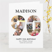 90th Number Photo Collage, aangepaste naam, groet Kaart (Gele Bloem)