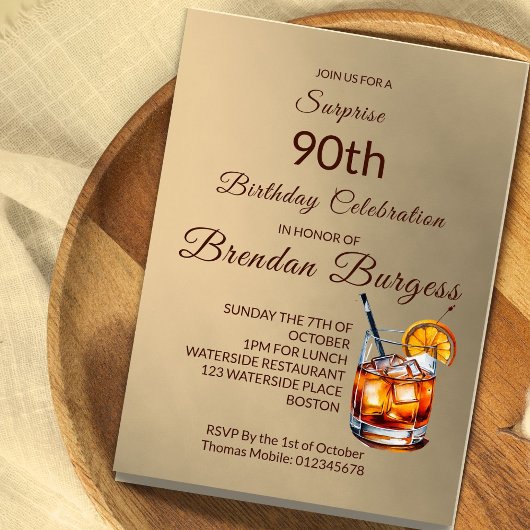 90th Oude Mode Cocktail Mannelijke Verjaardag Uitn Kaart