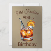 90th Oude Mode Cocktail Mannelijke Verjaardag Uitn Kaart (Voorkant)