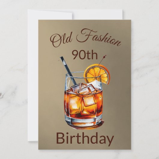 90th Oude Mode Cocktail Mannelijke Verjaardag Uitn Kaart (Voorkant)