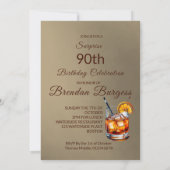 90th Oude Mode Cocktail Mannelijke Verjaardag Uitn Kaart (Achterkant)
