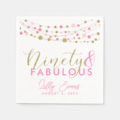 90th partij papier servet decoratie, glitter blauw (Voorkant)