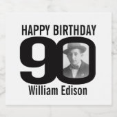 90th Verjaardag aangepaste foto naam label Bier Etiket (Enkel label)