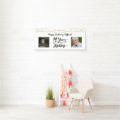 90th Verjaardag String Lights Retro 2 Foto Spandoek (Insitu)