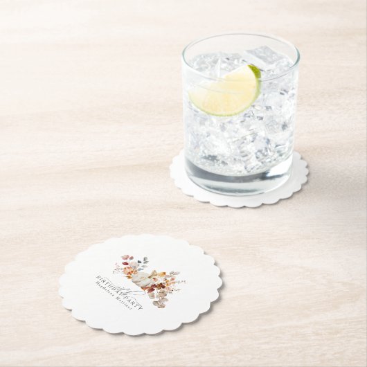 90th Verjaardag Witte Pompoen Herfst Bloemen Custo Kartonnen Onderzetters (Insitu)