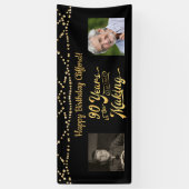 90th Verjaardag Zwart Goud String Lights Retro Fot Spandoek (Verticaal)