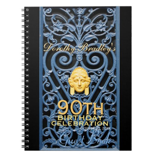90u verjaardag viering art deco aangepaste gast B Notitieboek (Voorkant)