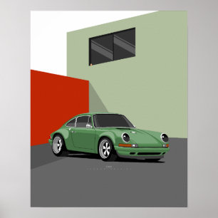 911 Classic Car Poster –  groene sportwagen