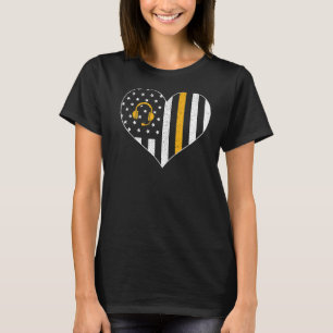 911 Dispatcher Amerikaanse vlag Hart Emergency Dis T-shirt