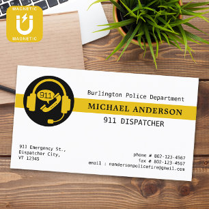 911 Dispatcher Custom Logo Modern Thin Gold Line Magnetisch Visitekaartje