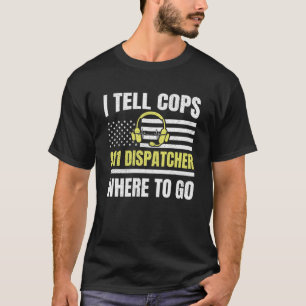 911 Dispatcher Dunne gele lijn verzending US Ameri T-shirt
