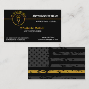 911 Dispatcher Dunne Gouden Lijn Strepen Vlag Visitekaartje