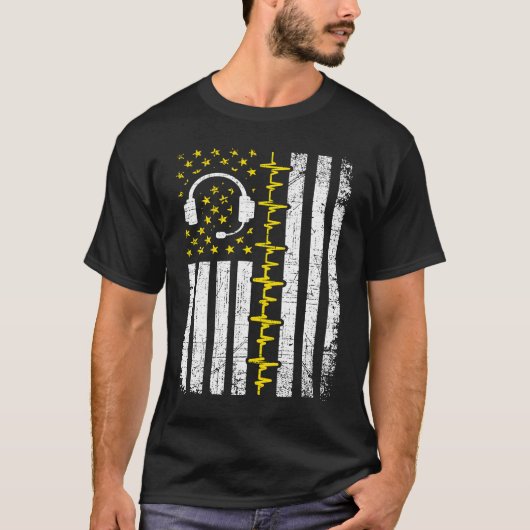 911 Dispatcher Flag Emergency Responder Police Dis T-shirt (Voorkant)